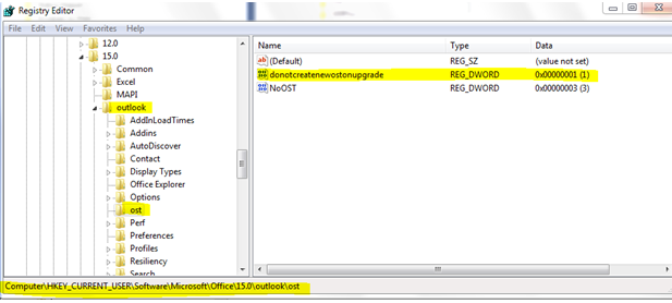 Do Not Create new PST File on Upgade Outlook 2013
